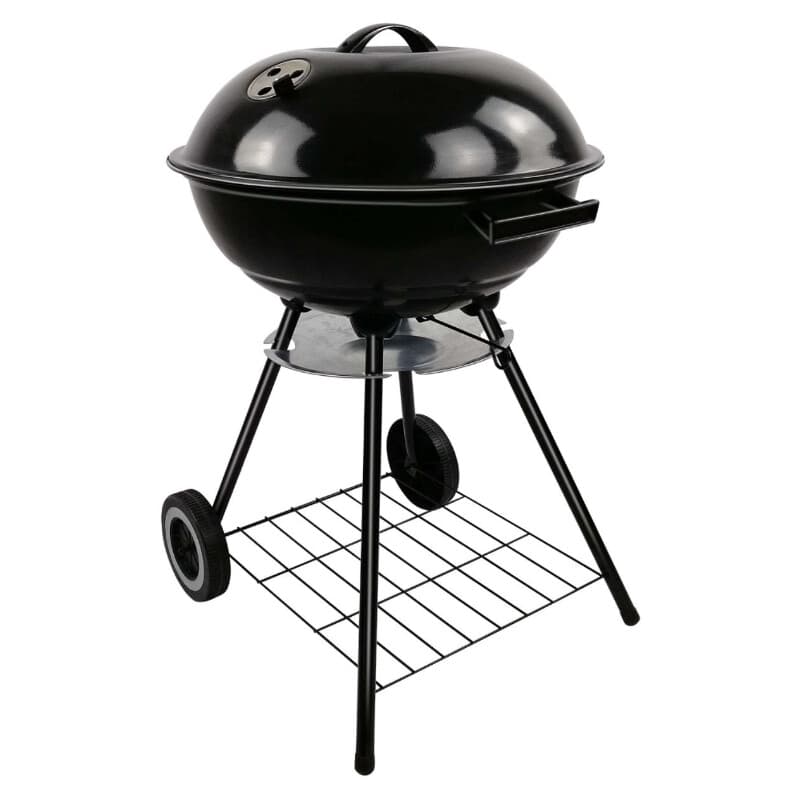 alpina Houtskool BBQ - Kogelbarbecue Ø43 cm - Barbecue met Deksel en Wielen - Geïntegreerd Ventilatiesysteem - Verwijderbare Asopvangbak - Zwart