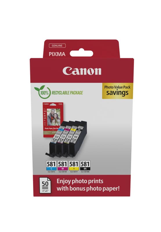Canon 2106C006 inktcartridge 4 stuks, origineel, zwart, cyaan, magenta, geel