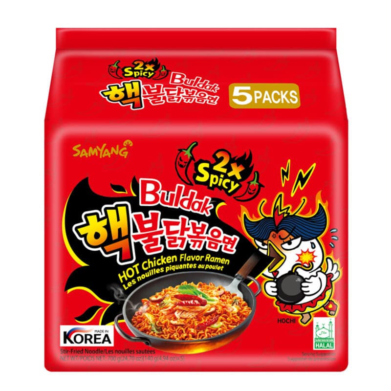 Samyang dubbel pittige hete kipramen multipack 140 g x 5