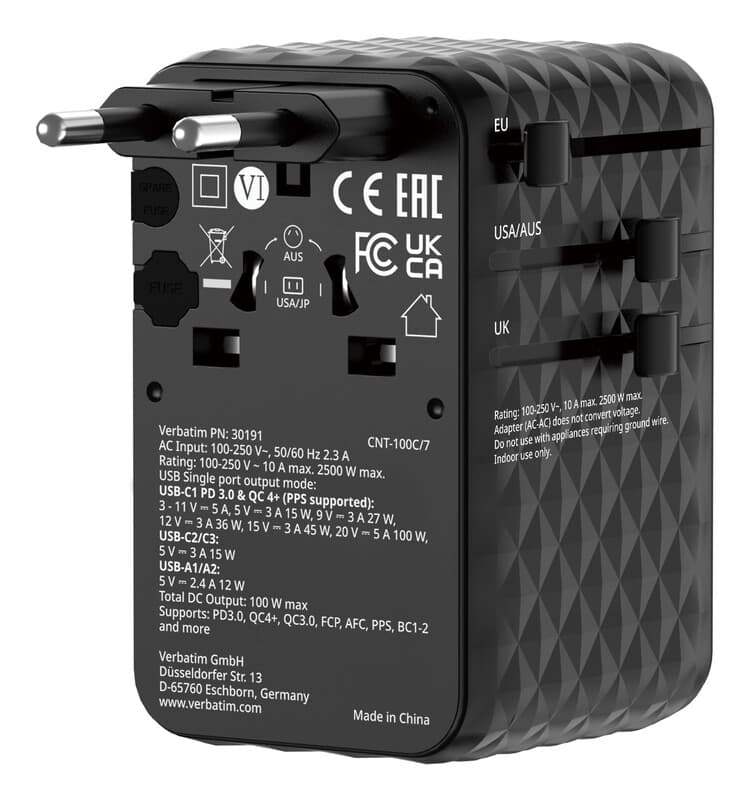 Verbatim 30191 oplader voor mobiele apparatuur Universeel Zwart AC Snel opladen Binnen