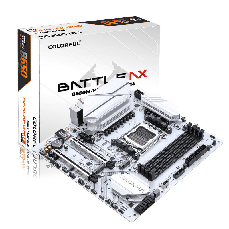 Kleurrig BATTLE-AX B650M-WHITE WIFI V15 Moederbord, M-ATX-formaat