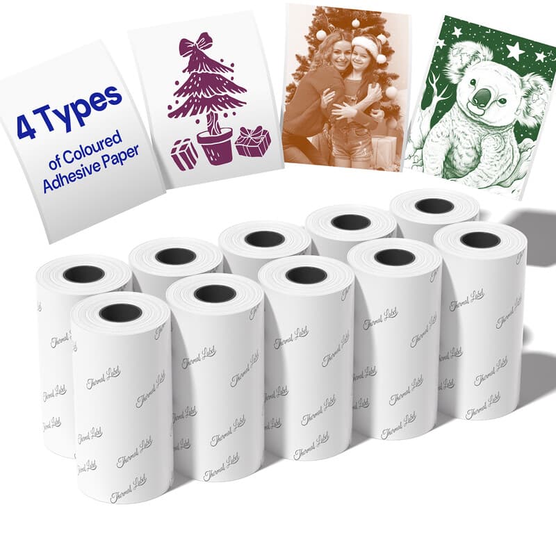 Phomemo T02/Q02E/M02L/M02X Stickerpapier Kleurrijk Zelfklevend T02 Mini Printer Stickerpapier Navulverpakking 50 mm x 3,5 m Duurt 20 Jaar Voor Foto's, Studienotes, DIY - 3 Rollen Totaal - Gekleurd Transparant