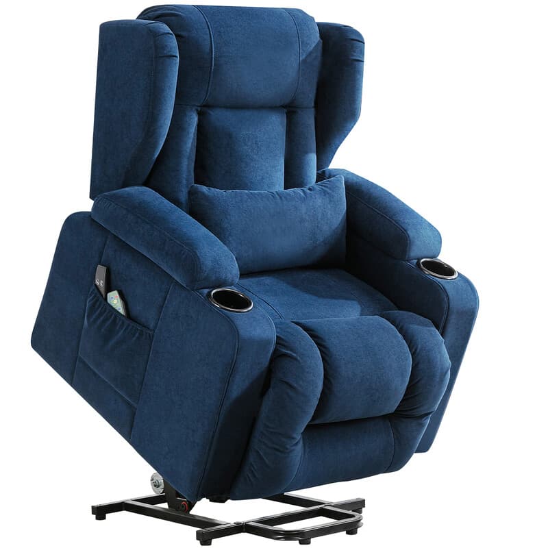 COMHOMA Elektrische sta- en relaxstoel met stofbekleding, tv-stoel met opstaunthulp en recliningfunctie, blauw
