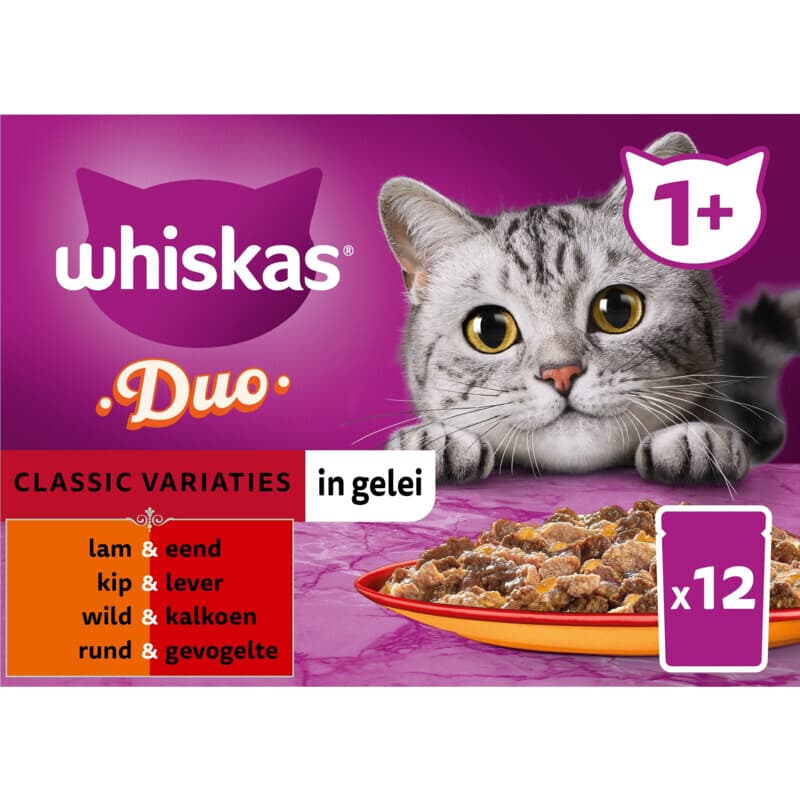 Whiskas kattenvoer nat adult duo classic in gelei 1+