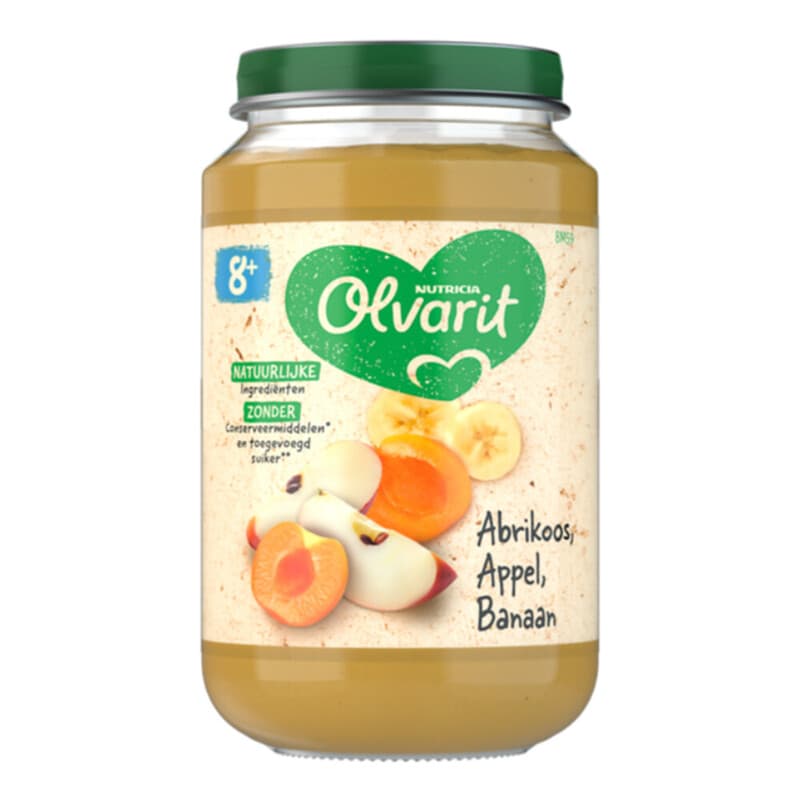 OLVARIT Fruithapje 8maanden+ Abrikoos Appel Banaan 200gr
