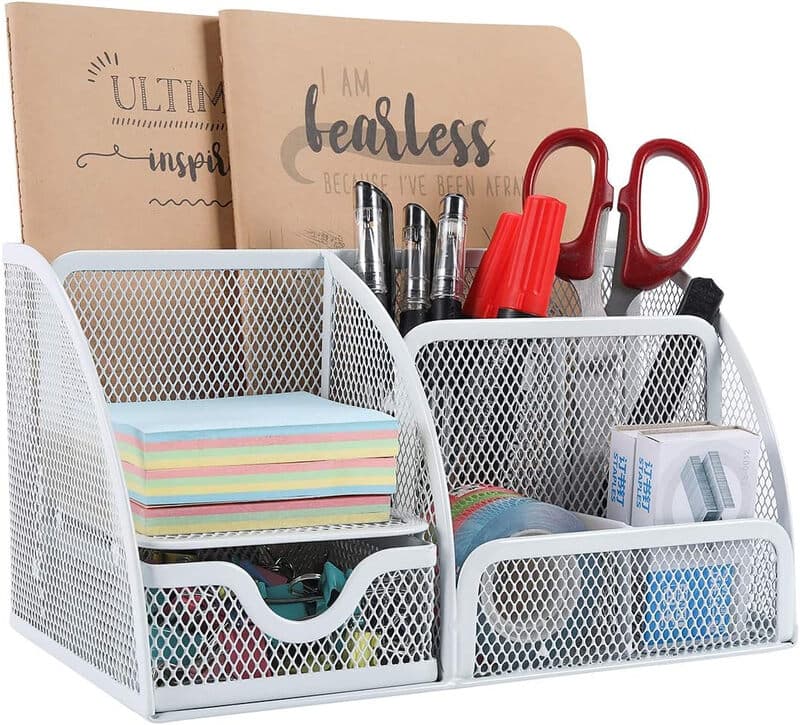 Senhoglb bureau-organizer van meshstof, wit, jaarwissel-aanbieding, top cadeaukeuzes