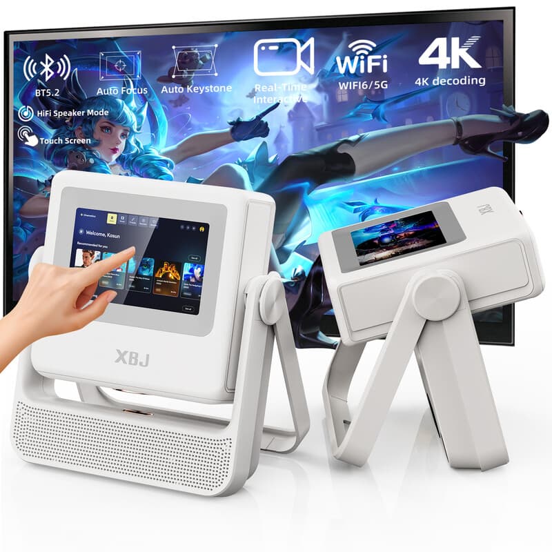【Reusachtig projectie-effect van 300 inch】XBJ outdoor-projector met touch-tablet, 300-inch reusenscherm voor thuisbioscoop, slimme projector, native 1080p/4K-ondersteuning, met Android-systeem, autofocus/keystone, WiFi 6, ook geschikt als projectie voor p