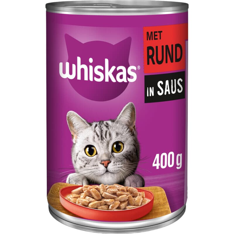 Whiskas kattenvoer nat volwassen rund in saus 400 g