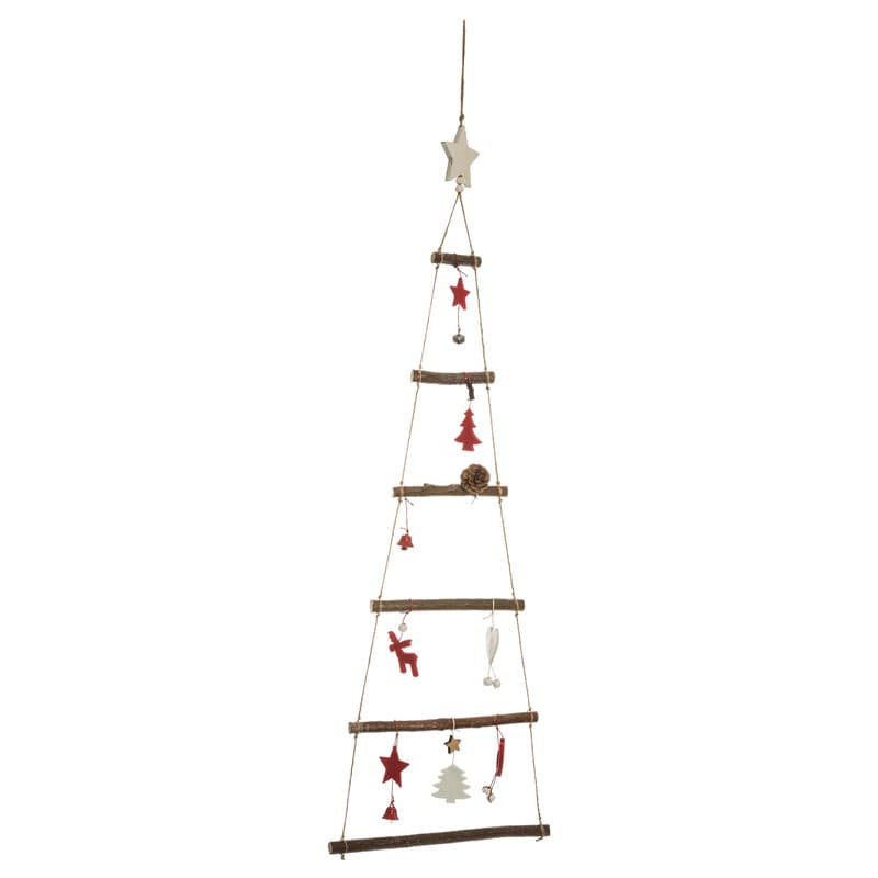 Feeric Wandgemonteerde Kerstboomdecoratie - Rood/Wit, 83 cm