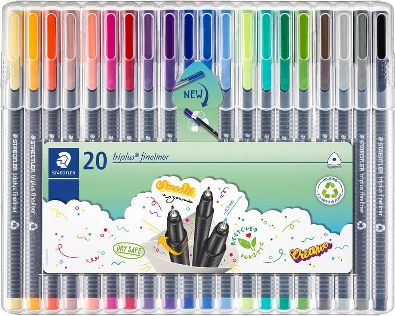 STAEDTLER Triplus fineliner set - 20 stuks, assortiment kleuren