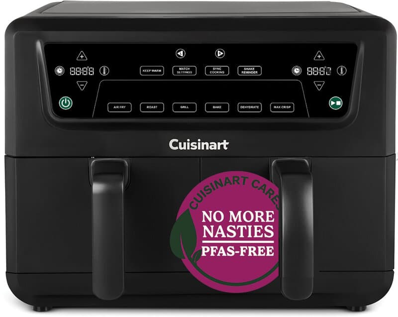 Cuisinart - XXL Dual-Zone Airfryer - Heteluchtfriteuse 2x5,2 - 2400W - 7 programma's - PFAS-vrije keramische coating - 2 manden voor tot 12 porties - Zwart