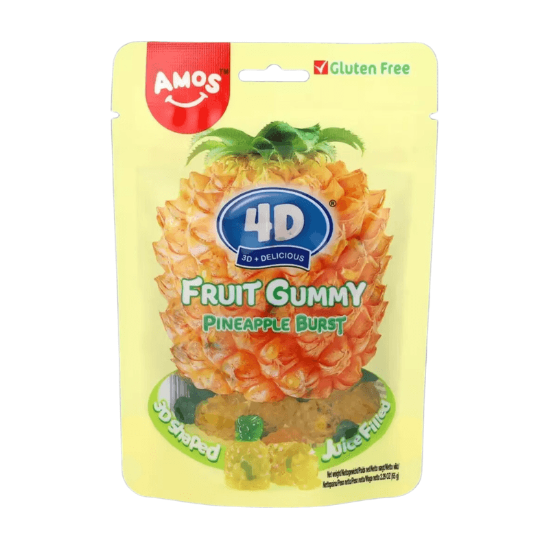 Amos 4D Vruchtgom Sappige explosie - Ananas 65 g
