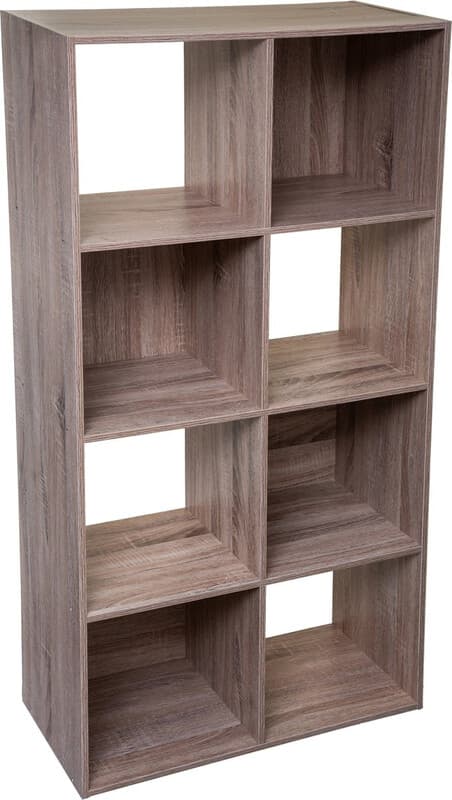 5five Houten Opbergrek - Natuurlijk, 8 Compartimenten, 67,5 x 32 x 134 cm