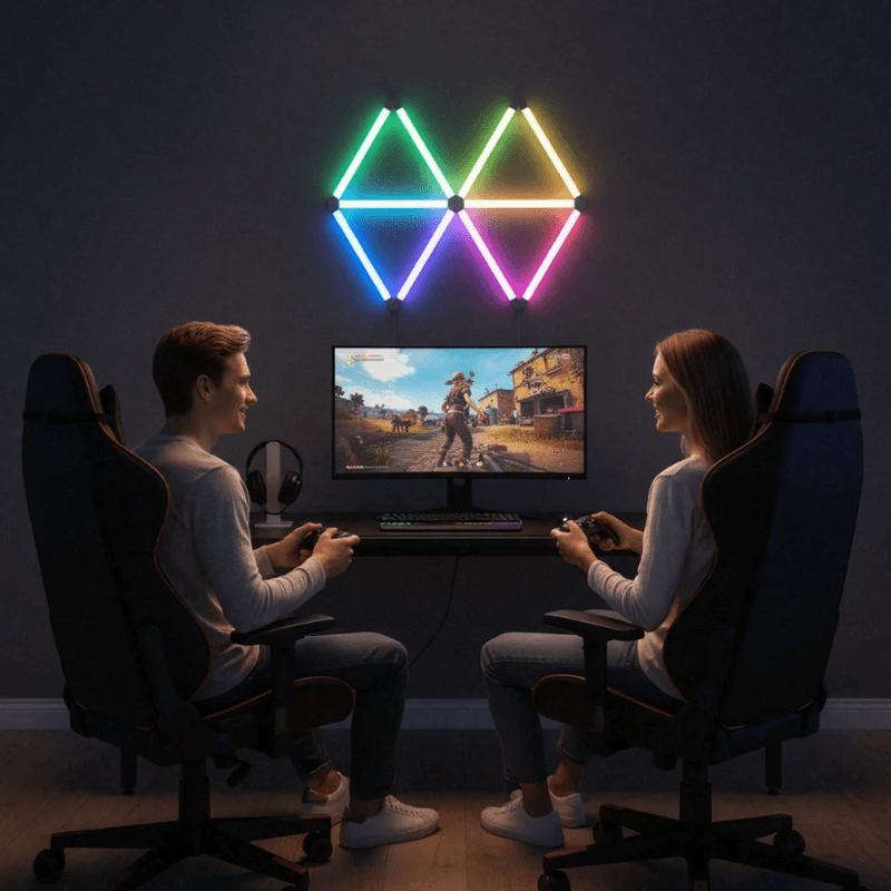 Intelligent wifi wandlampen, 6 stuks, muzieksync meerkleurig, meer dan 40 dynamische scènes, werkt met Alice Alexa en Google Assistant, home decor led-lichtstrip voor gaming party club bar thuis