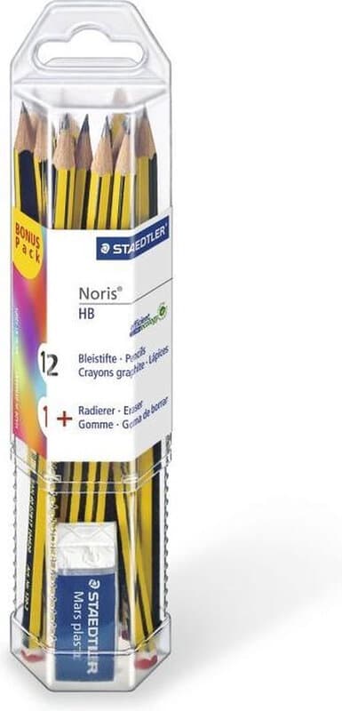 STAEDTLER Noris Classic grafietpotloden set - 12 stuks, inclusief gum, 61 120P1