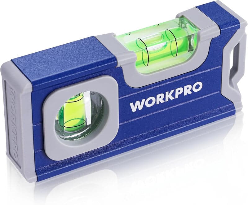 WORKPRO magnetische waterpas 115 mm, mini waterpas met 2 niveaus 90°/180°, magnetische waterpas met ophanggat, aluminiumlegering, sterke magneet, groefontwerp, voor metingen