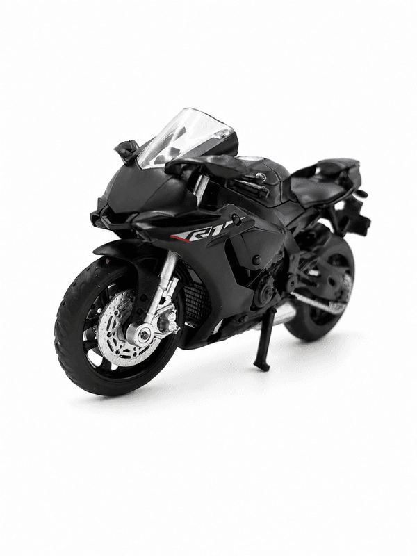 CCA 1:18 Yamaha YZF-R1 motorfiets zwart, met vering op de achterwiel, inklapbare standaard, realistisch motormodel, decoratie voor verzameling, speelgoed voor kinderen, verzamelobject voor volwassenen, cadeau voor feestdagen