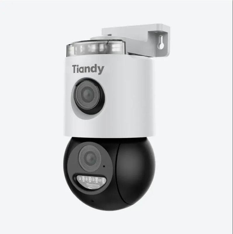 Tiany 4MP binnen/buiten beveiligingscamera met dubbele lens, 4 mm lens, vrije personen-/voertuigdetectie, 345°-zicht, SD-waarde