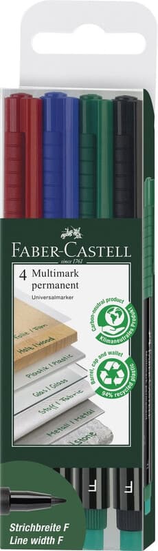 Faber Castell Multimark Permanente Markerset - 4 stuks, Assortiment Kleuren