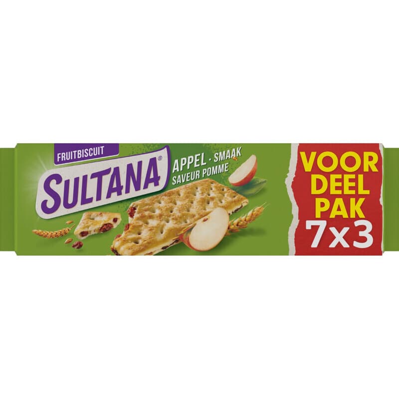 Sultana Fruitkoekjes Appel 7 x 3 g