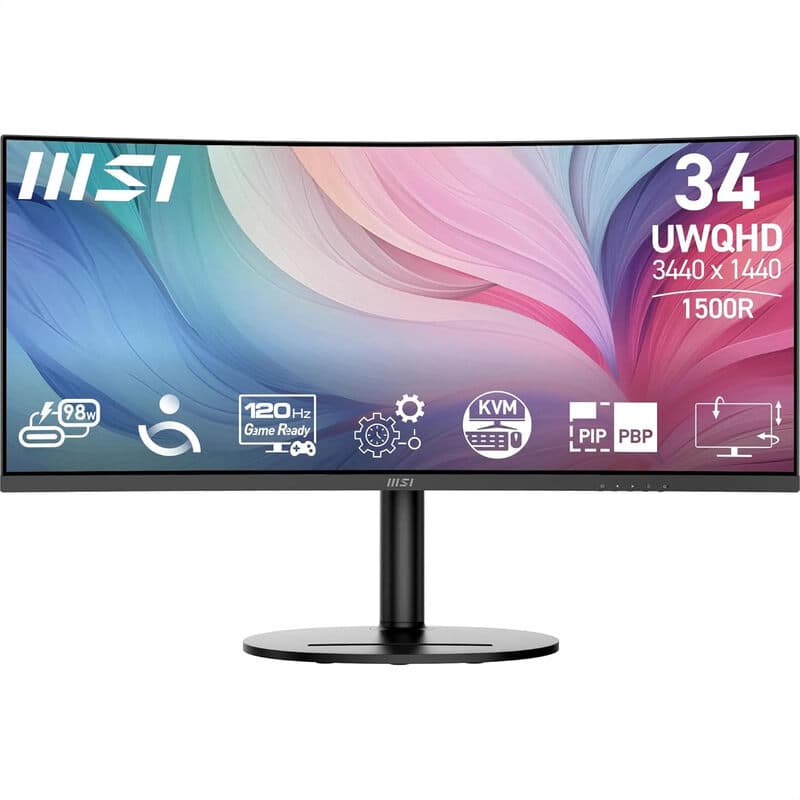 MSI Modern MD342CQP - Ultrawide QHD Monitor - 120Hz - 34 inch - USB HUB/KVM -USB-C PD 98W