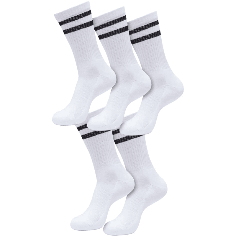 Urban Classics dubbelgestreepte sokken - 5-pack - wit/zwart - 47-50