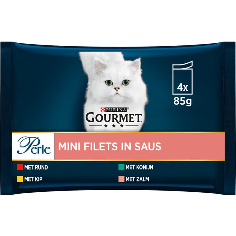 Gourmet Perle mini-filets in saus, rund, kip, konijn&zalm, multipack 350 g
