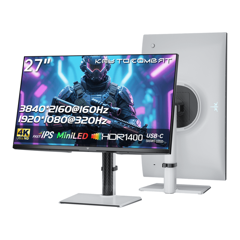 KTC 27 Zoll Mini LED Gaming Monitor, Dual Mode 4K 160Hz & FHD 320Hz, 1152 Zonen Local Dimming, HDR1400, Fast IPS, 1ms GTG, Adaptive Sync, 145% sRGB, 98% DCI-P3, KVM, USB-C 65W, HDMI 2.1, DP 1.4, M27P6