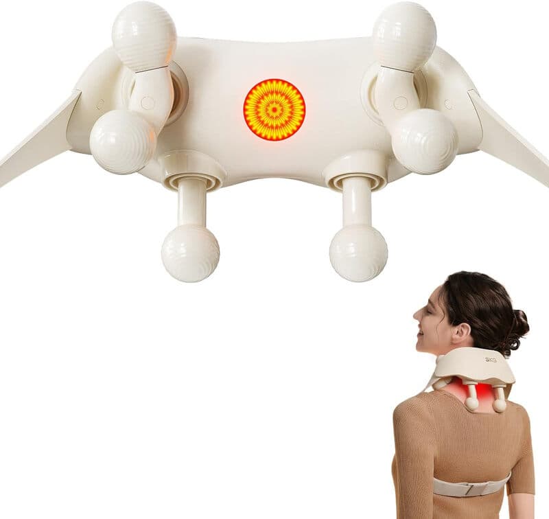 SKG – Draadloze Nek- & Schoudermassager met warmte en 360 graden rolmassage – HS500-2 – Wit
