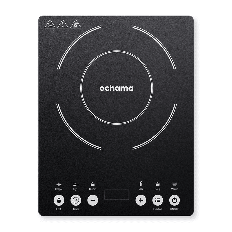 ochama Inductiekookplaat 2000W, Elektrische Eenpits Kookplaat met Touchbediening, 10 Vermogensstanden en 6 Functies, Duurzaam Glazen Paneel, Zwart
