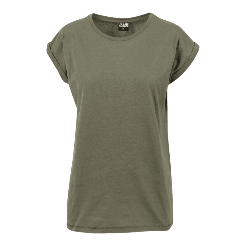 Dames T-shirt met extra schouderband olijfgroen XS