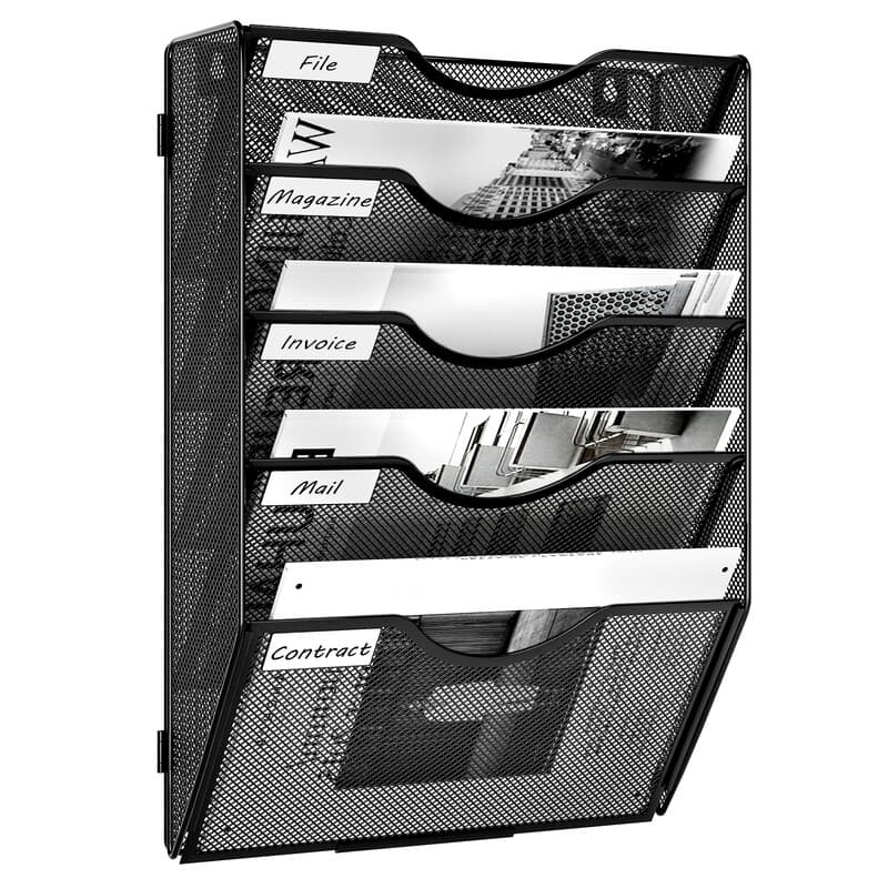 Senhoglb geassembleerde wandmappenhouder, 5-vaks, A4, zwart, nieuwjaarsaanbieding, top cadeaukeuze