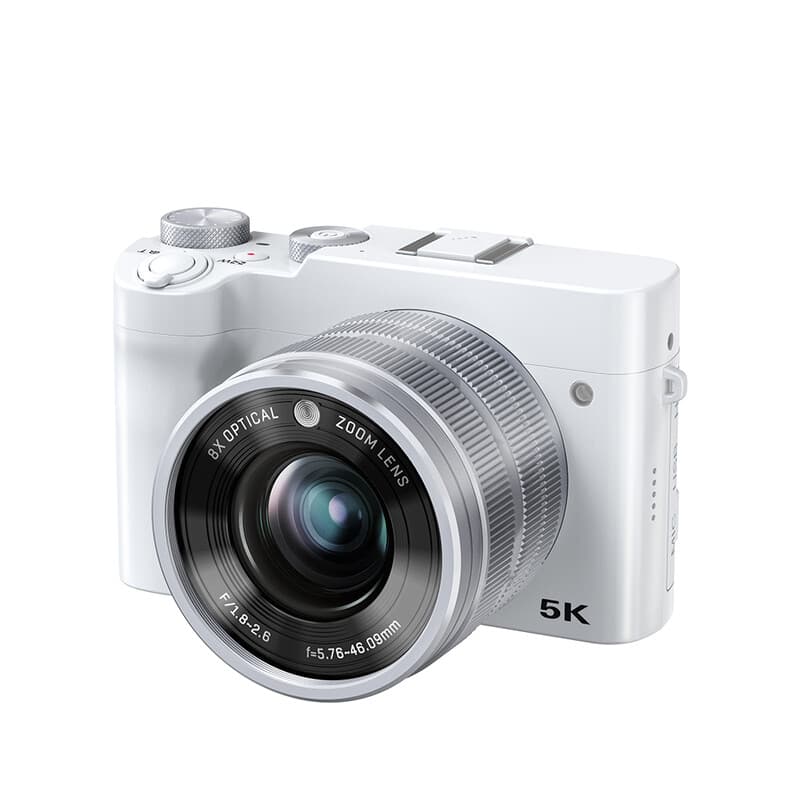 Songdian Digitale camera 5K 64MP – 8x optische zoomlens, dubbele lens, volledig kleur nachtzicht – Wit