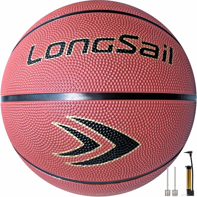 Rubberen basketbal van hoge kwaliteit (22") maat 3# roodbruin