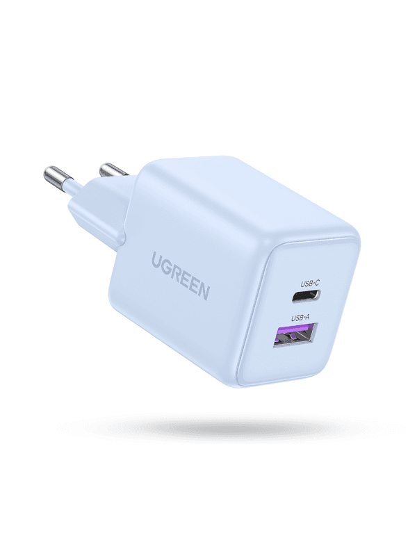 UGREEN 30W GaN snellader 1C1A blauw, compatibel met iPhone 17/16/15, Pixel 9, Galaxy S24/S23, Tab A8/S8, enz.