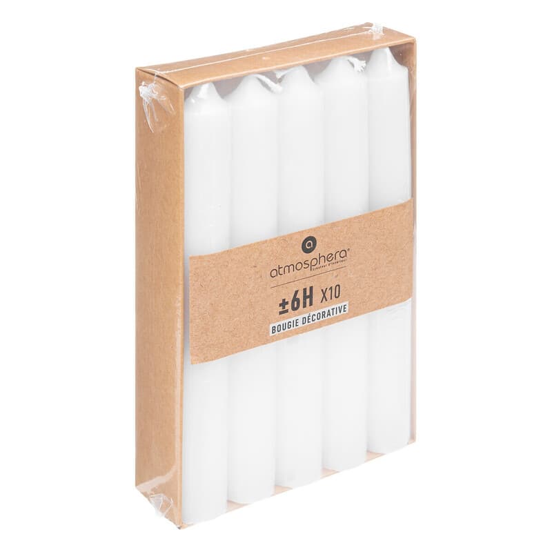 Atmosphera Set van 10 dinerkaarsen - 16 cm, wit