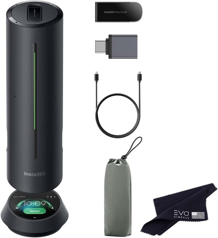 Insta360 Wave AI-conferentie-speakerset met Bluetooth, zwart