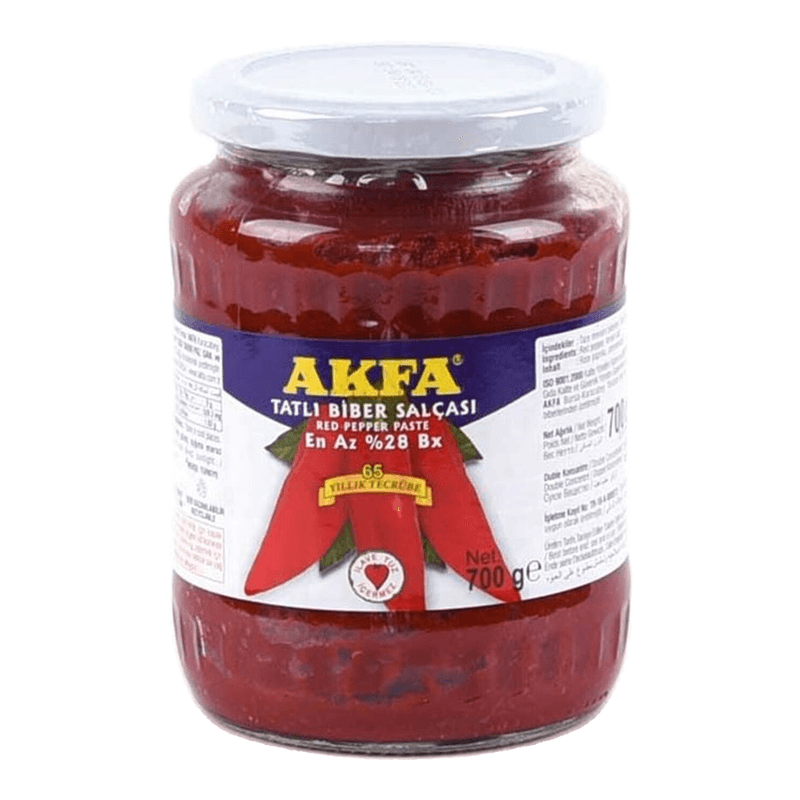 Akfa Tatli Biber Salcasi (Zoete chilipepersaus) 700 g (glazen pot)
