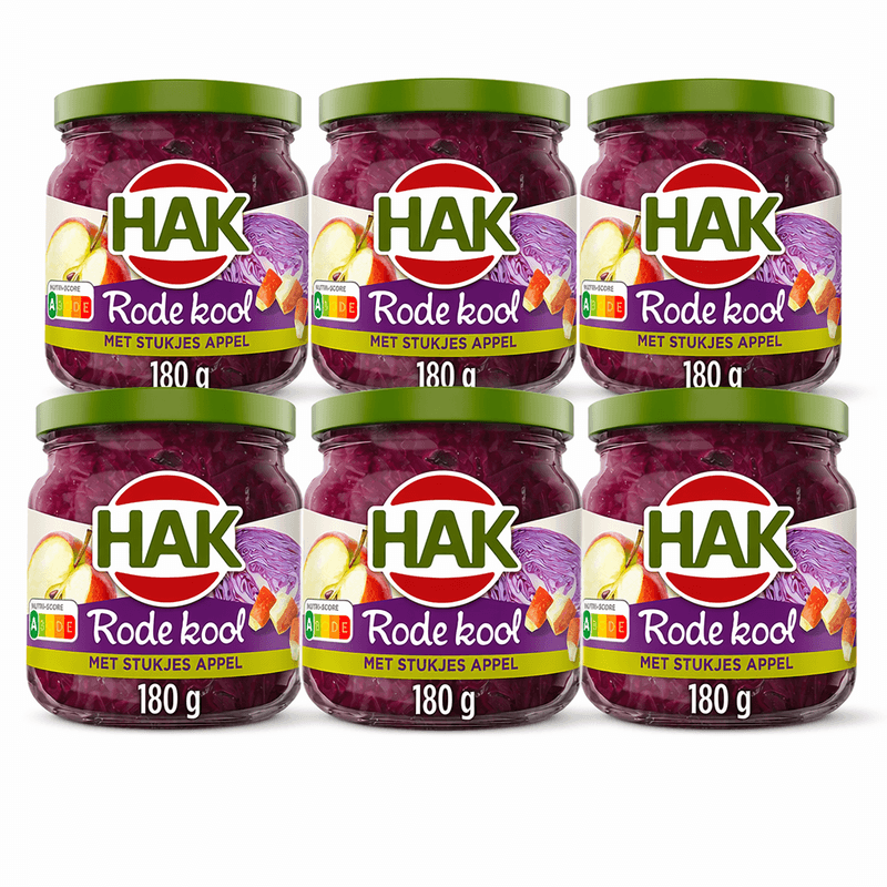 HAK rodekool met stukjes appel - 6 x 180 g