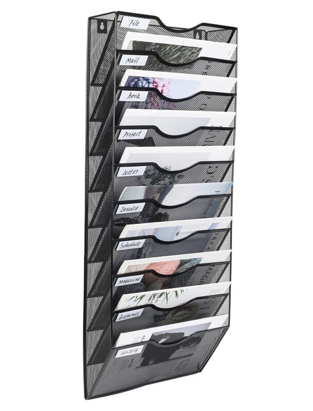Senhoglb A4-metallgaas wandhouder, 10 compartimenten, zwart, Nieuwjaarsverkoop, top cadeauopties