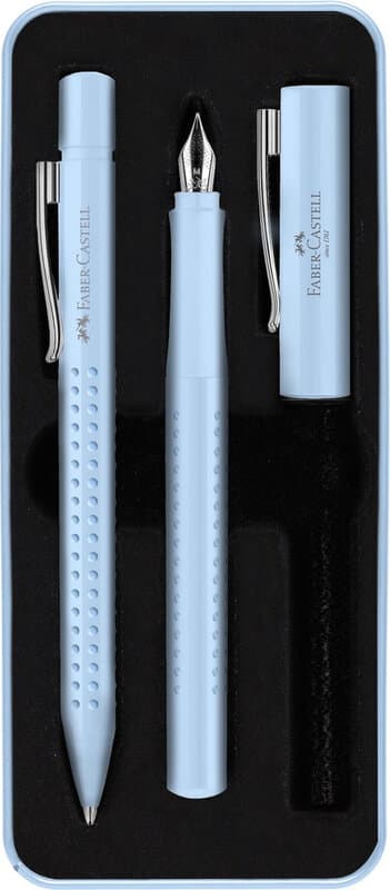 Faber-Castell Grip 2010 Harmony balpen en vulpen set - luchtblauw, cadeauverpakking