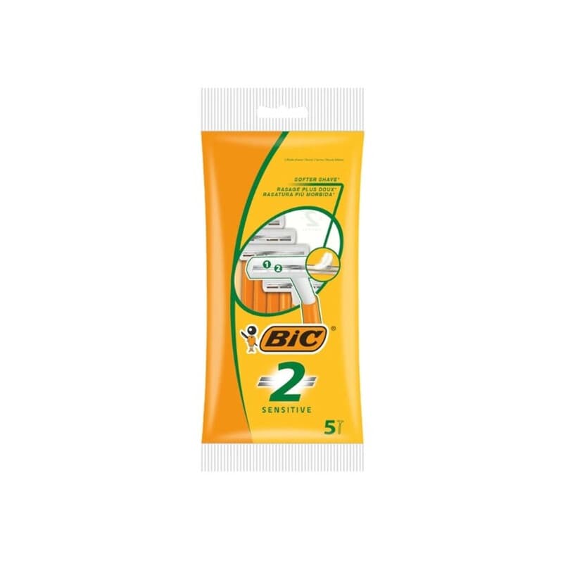Bic 2 gevoelige wegwerpscheermesjes, 5 stuks
