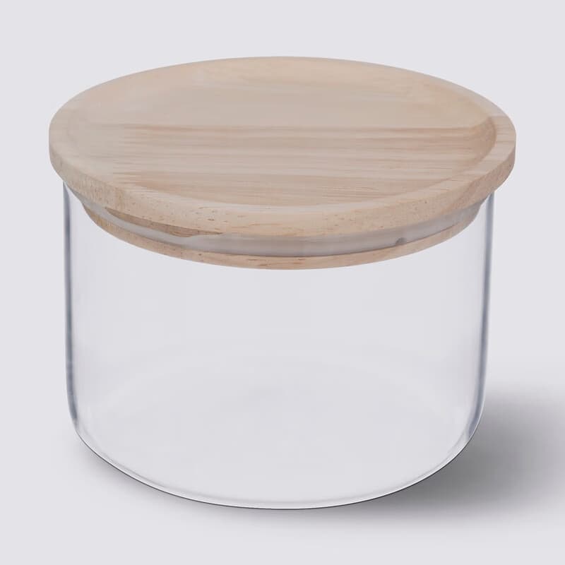 Glazen Kruidenpot met Houten Luchtdicht Deksel 0,33 L