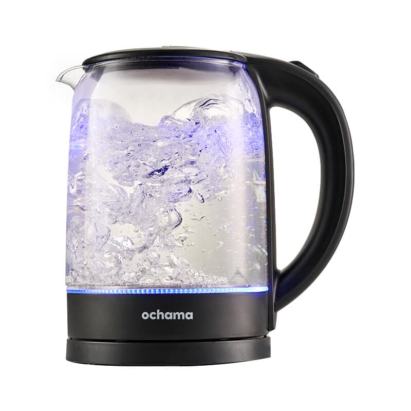 ochama Glazen Elektrische Waterkoker, 1,7L Huiselijke Waterkoker, Hoog Borosilicaatglas, Transparante Blauwe Licht Waterkoker, Automatische Uitschakeling, 2200W