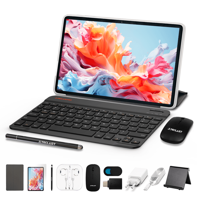 Teclast P30T Tablet 10.1 Inch Android 16, 4GB+128GB, WiFi, 6000mAh Batterij, Toetsenbordhoes met Bluetooth Toetsenbord, Muis & Stylus