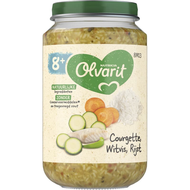 OLVARIT Courgette met witvisrijst 8M13 200 g