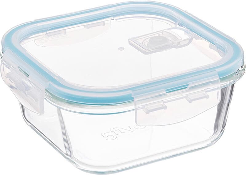 5five Glazen opbergdoos - 0,8 L, blauw, 16 x 16 x 7,1 cm