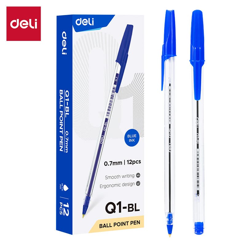 Deli Vulpennen, Kantoor Schrijfbenodigdheden, 0,7mm Kogelpunt, Blauw, 12-Pack