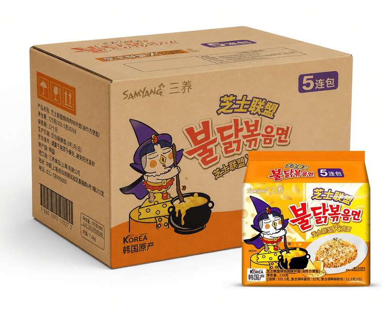 Samyang hete kip ramen (vier kaassmaken) 145 g x 5 stuks x 8