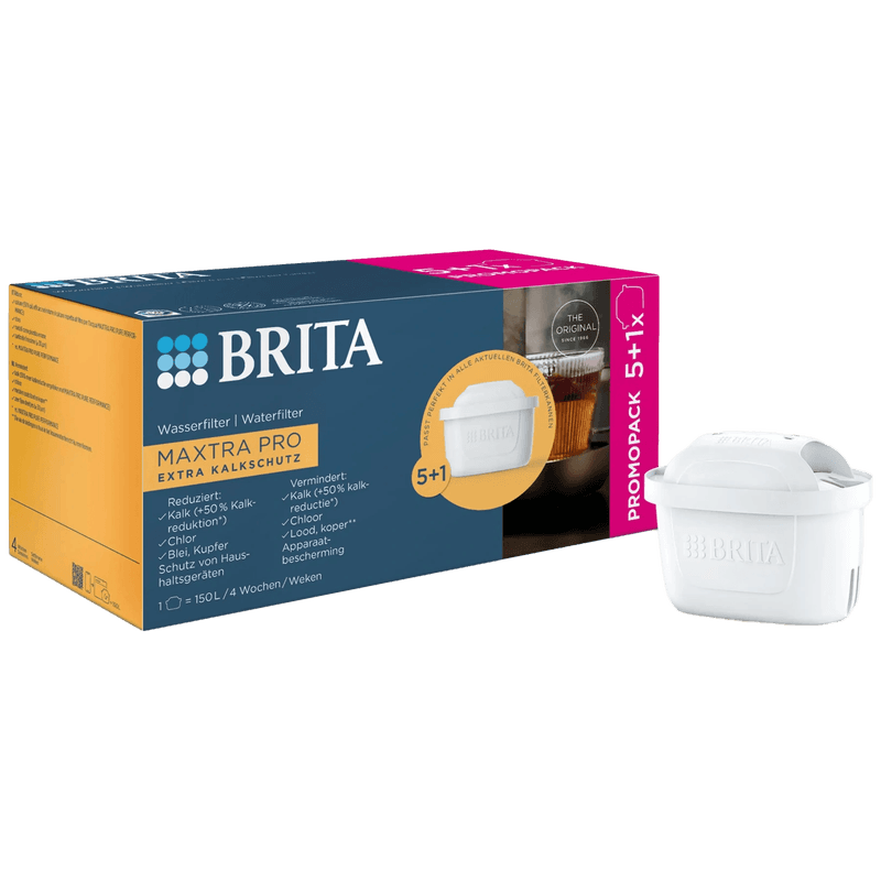 BRITA Maxtra Pro verbeterde filterpatroon, betere kalkverwijdering waterzuiveringselement, 6 stuks